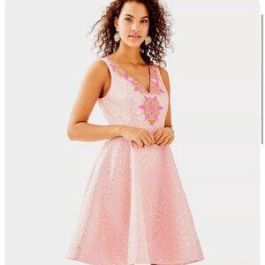 Lilly Pulitzer Elanie Dress pink Gold brocade